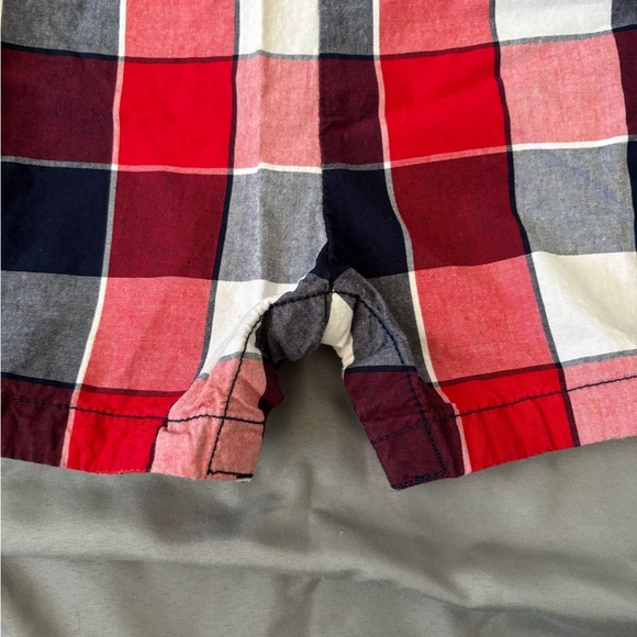 Old Navy Red Navy White Plaid Button-Up Romper - Picture 2 of 7
